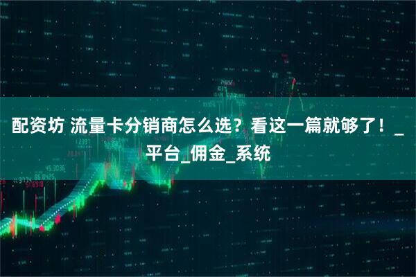 配资坊 流量卡分销商怎么选？看这一篇就够了！_平台_佣金_系统
